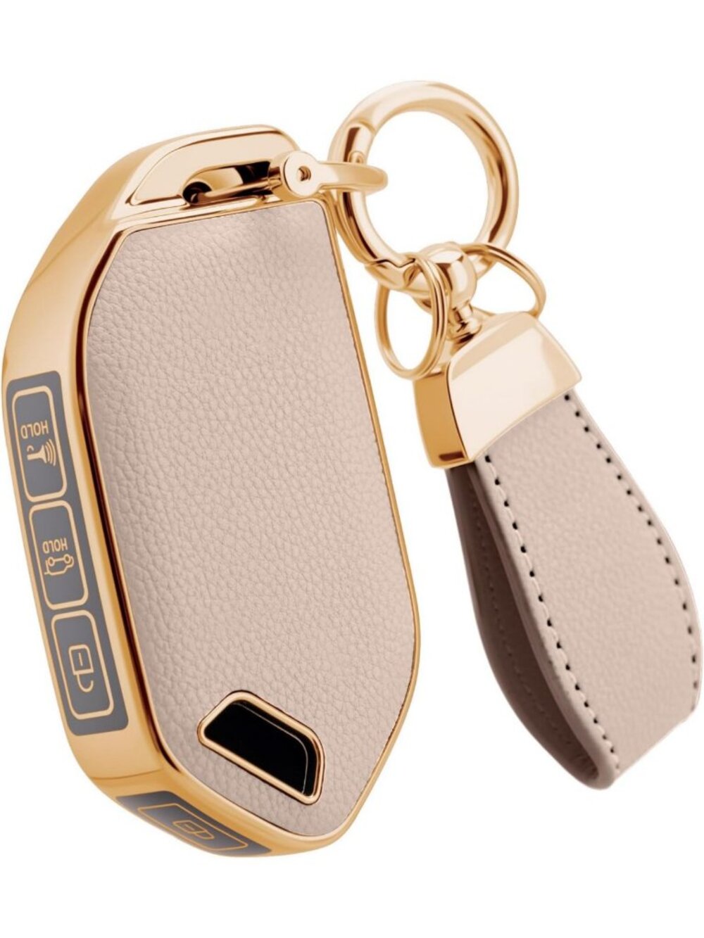 Soft Leather 5-Key Cover with Keychain | Stylish & Durable Key Organizer